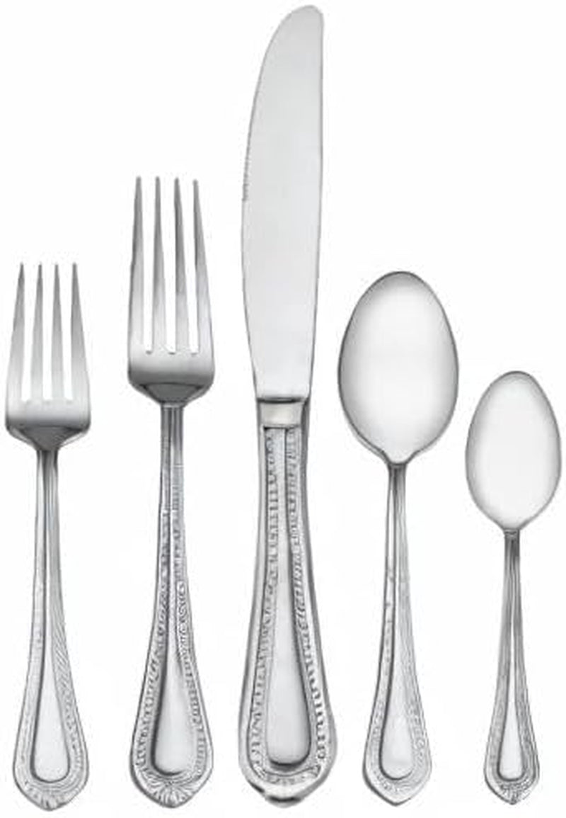 , Regent Bead Flatware Service for 12, 65 Piece Set, 18/10 Stainless Steel, Silverware Set with Serving Utensils