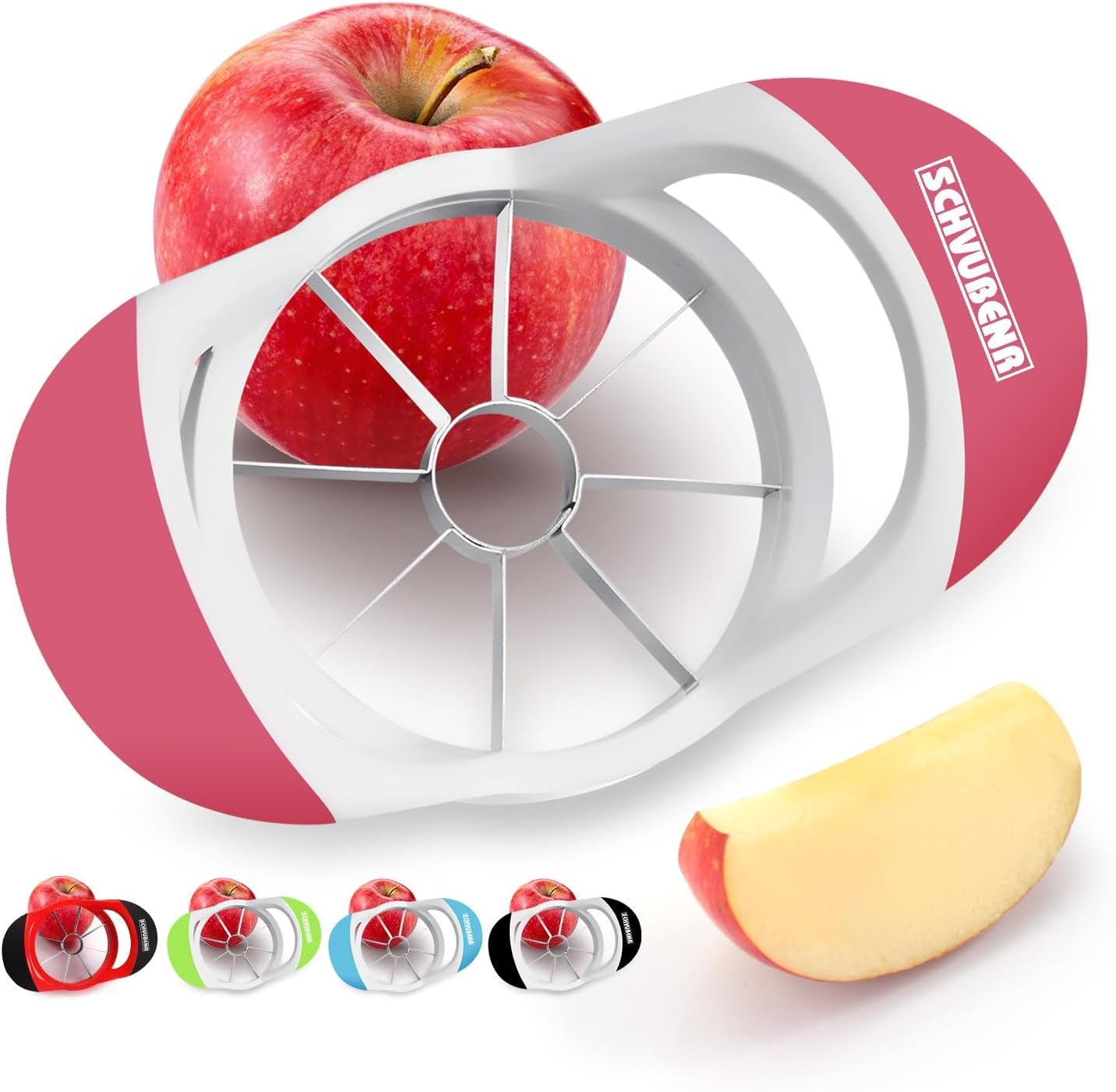 3.5 Inch Apple Slicer - Professional Apple Cutter - Stainless Steel Apple Corer - Super Sharp Apple Slicer and Corer - Apple Corer Tool with 8 Sharp Blades(Pink)