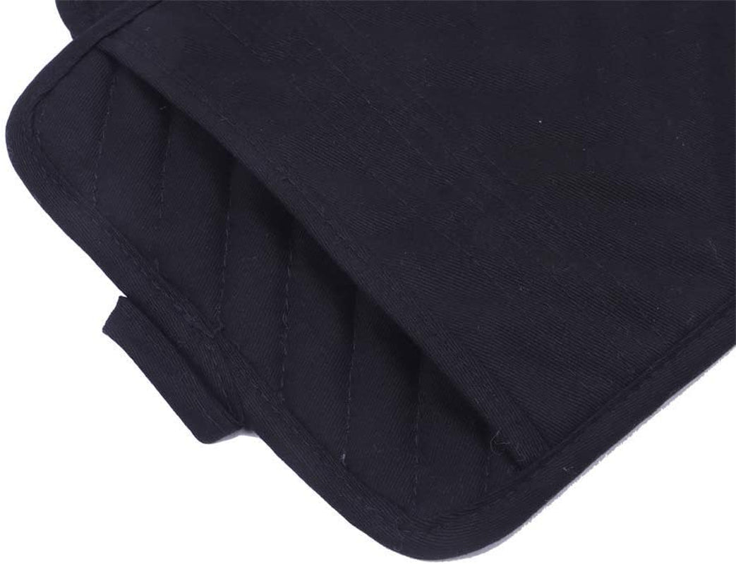 Cotton Pot Holders with Pocket, Heat Resistant Black Counter Table Hot Pads for Kitchen