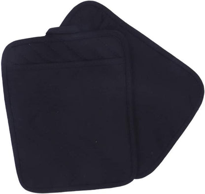 Cotton Pot Holders with Pocket, Heat Resistant Black Counter Table Hot Pads for Kitchen