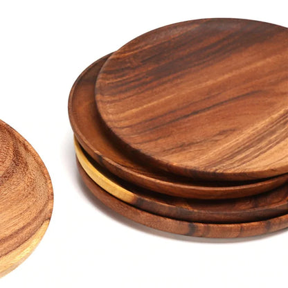 Solid Wood Round Plate – Rustic Elegance for Every Table Setting! 🍰✨