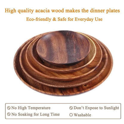 Solid Wood Round Plate – Rustic Elegance for Every Table Setting! 🍰✨