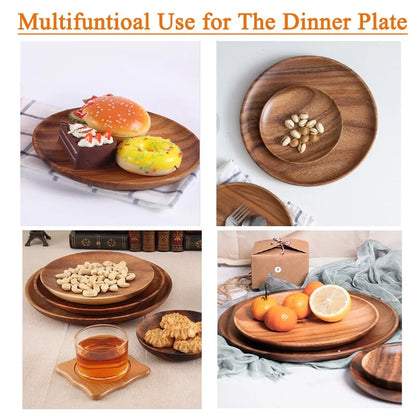 Solid Wood Round Plate – Rustic Elegance for Every Table Setting! 🍰✨