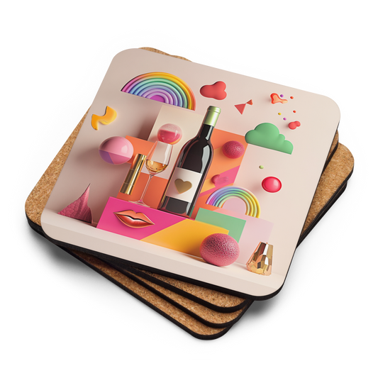 Cork Wine Coaster – Funny Gold 3D Artistic Design for Wine Lovers