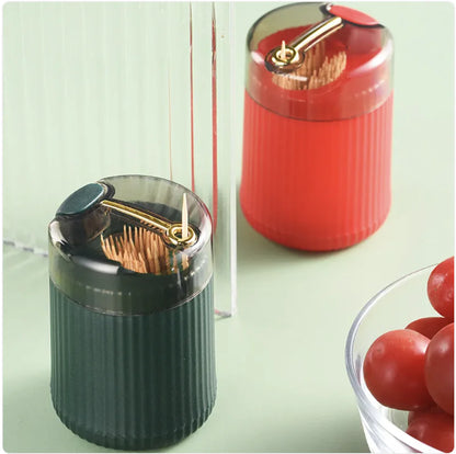 Press-Type Pop-Up Toothpick Dispenser – Hygienic, Stylish & Effortlessly Peachy! 🍴✨